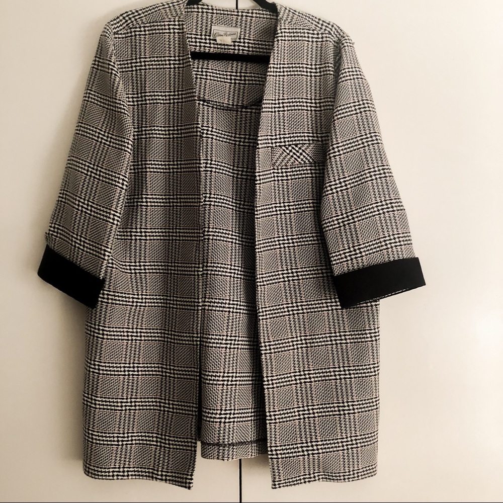 Houndstooth Black, White, and Pink Blazer
